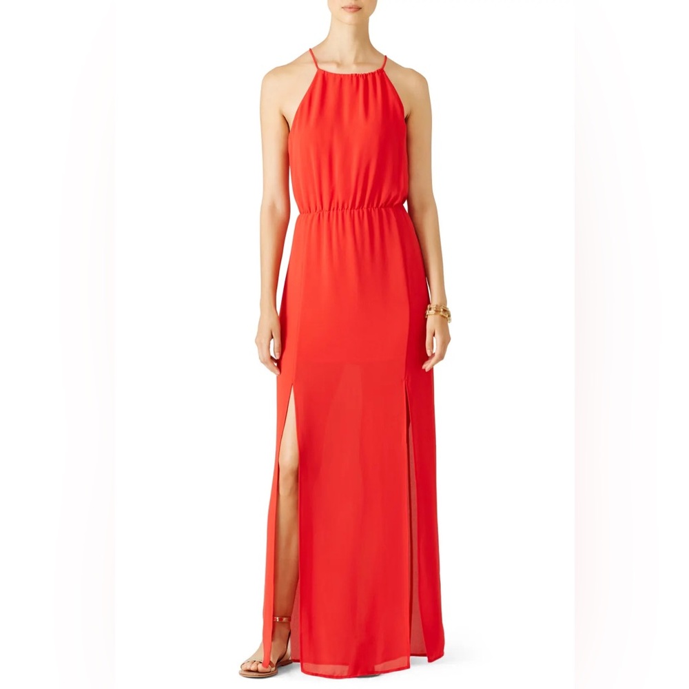BCBGMaxAzria Silky Red Maxi Dress